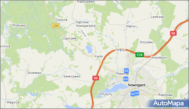 mapa Karsk gmina Nowogard, Karsk gmina Nowogard na mapie Targeo