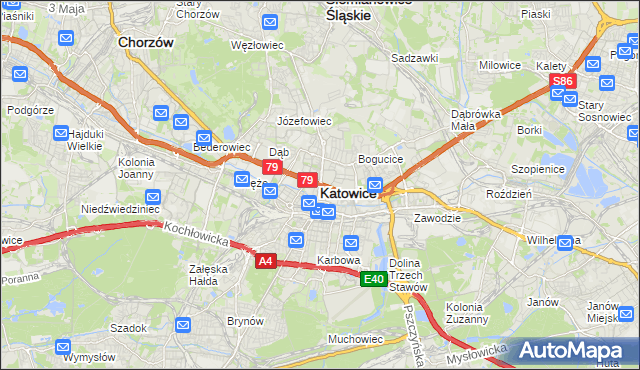 mapa Katowic, Katowice na mapie Targeo