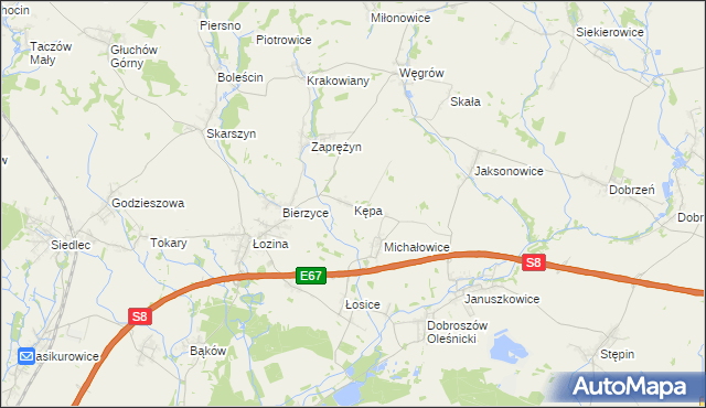 mapa Kępa gmina Długołęka, Kępa gmina Długołęka na mapie Targeo