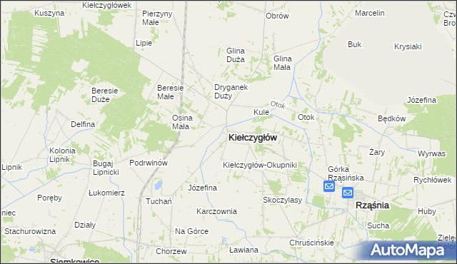 mapa Kiełczygłów, Kiełczygłów na mapie Targeo