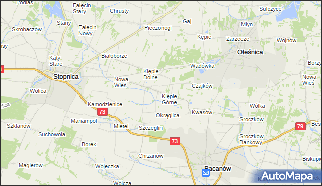 mapa Klępie Górne, Klępie Górne na mapie Targeo