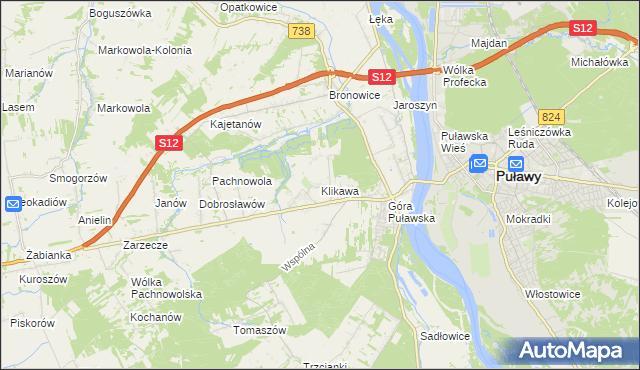 mapa Klikawa, Klikawa na mapie Targeo