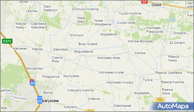 mapa Kłonówek-Wieś, Kłonówek-Wieś na mapie Targeo