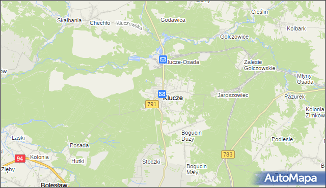mapa Klucze powiat olkuski, Klucze powiat olkuski na mapie Targeo