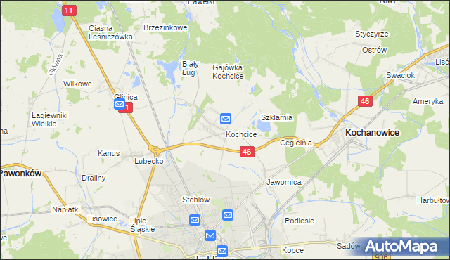 mapa Kochcice, Kochcice na mapie Targeo