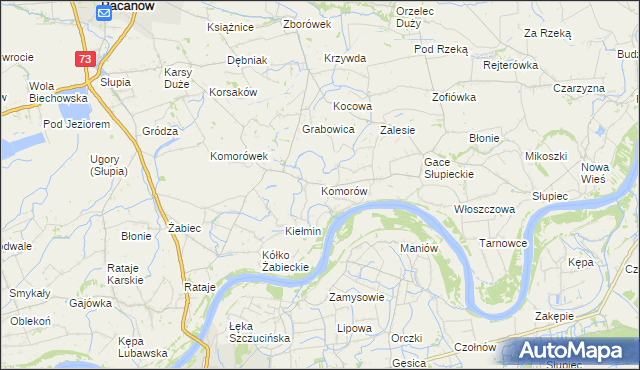 mapa Komorów gmina Pacanów, Komorów gmina Pacanów na mapie Targeo