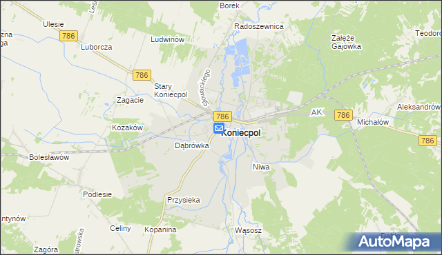 mapa Koniecpol, Koniecpol na mapie Targeo