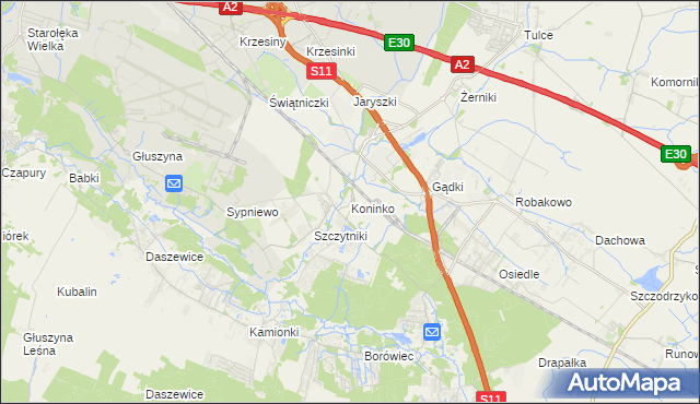 mapa Koninko, Koninko na mapie Targeo