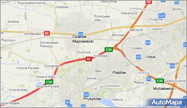 mapa Konotopa gmina Ożarów Mazowiecki, Konotopa gmina Ożarów Mazowiecki na mapie Targeo