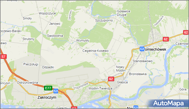 mapa Kosewo gmina Pomiechówek, Kosewo gmina Pomiechówek na mapie Targeo
