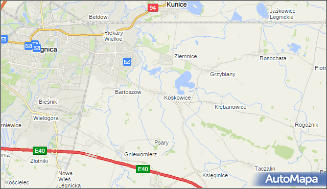 mapa Koskowice, Koskowice na mapie Targeo