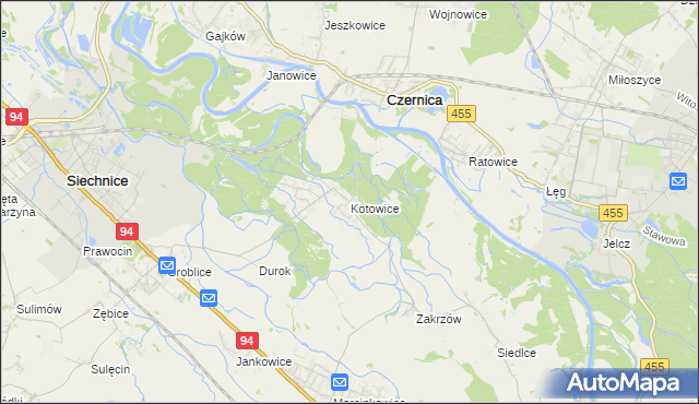 mapa Kotowice gmina Siechnice, Kotowice gmina Siechnice na mapie Targeo