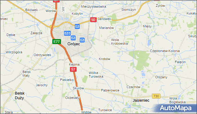 mapa Krobów, Krobów na mapie Targeo
