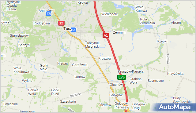 mapa Kruszów, Kruszów na mapie Targeo