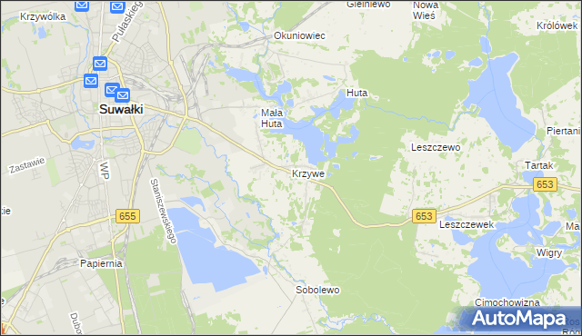 mapa Krzywe gmina Suwałki, Krzywe gmina Suwałki na mapie Targeo