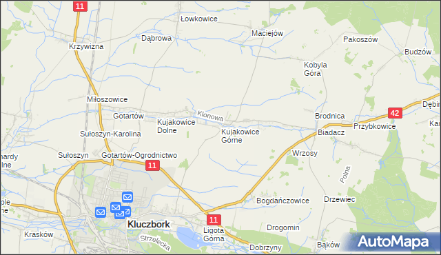 mapa Kujakowice Górne, Kujakowice Górne na mapie Targeo