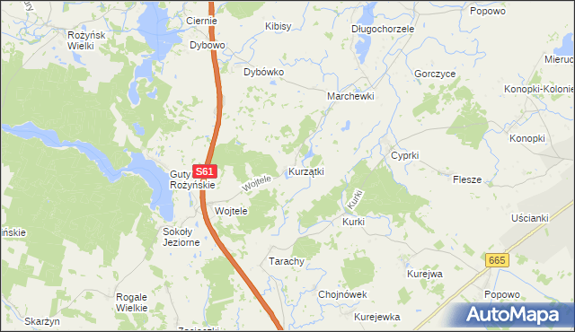 mapa Kurzątki, Kurzątki na mapie Targeo