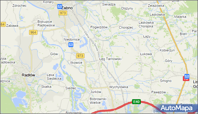 mapa Łęg Tarnowski, Łęg Tarnowski na mapie Targeo