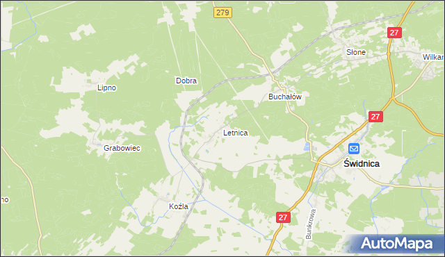 mapa Letnica, Letnica na mapie Targeo