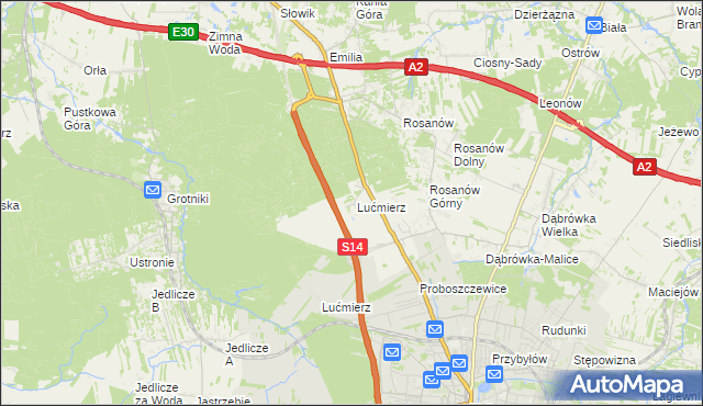 mapa Lućmierz-Ośrodek, Lućmierz-Ośrodek na mapie Targeo