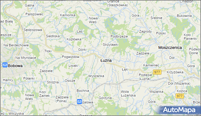 mapa Łużna, Łużna na mapie Targeo