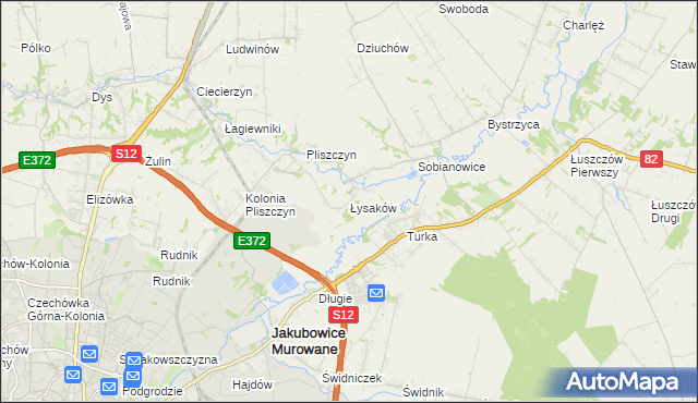 mapa Łysaków gmina Wólka, Łysaków gmina Wólka na mapie Targeo