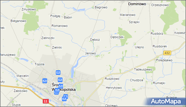 mapa Mączniki gmina Środa Wielkopolska, Mączniki gmina Środa Wielkopolska na mapie Targeo