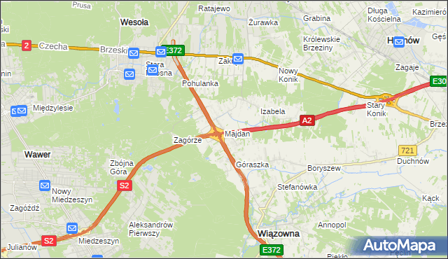 mapa Majdan gmina Wiązowna, Majdan gmina Wiązowna na mapie Targeo