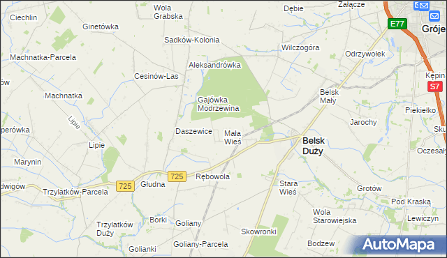mapa Mała Wieś gmina Belsk Duży, Mała Wieś gmina Belsk Duży na mapie Targeo