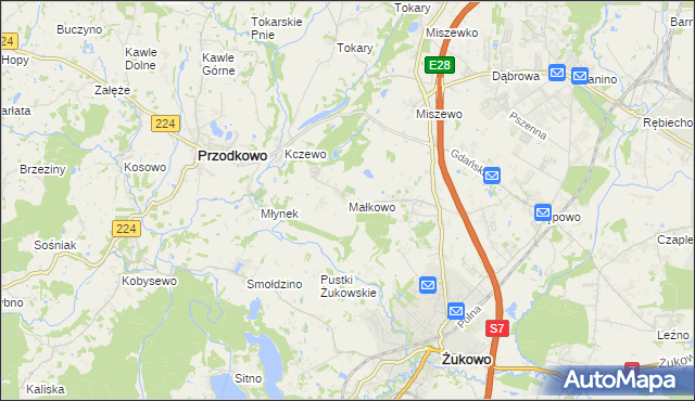 mapa Małkowo, Małkowo na mapie Targeo