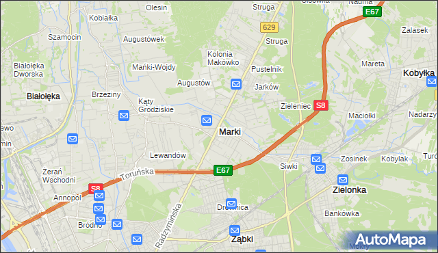 mapa Marki powiat wołomiński, Marki powiat wołomiński na mapie Targeo