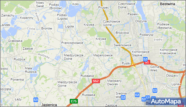 mapa Mazańcowice, Mazańcowice na mapie Targeo