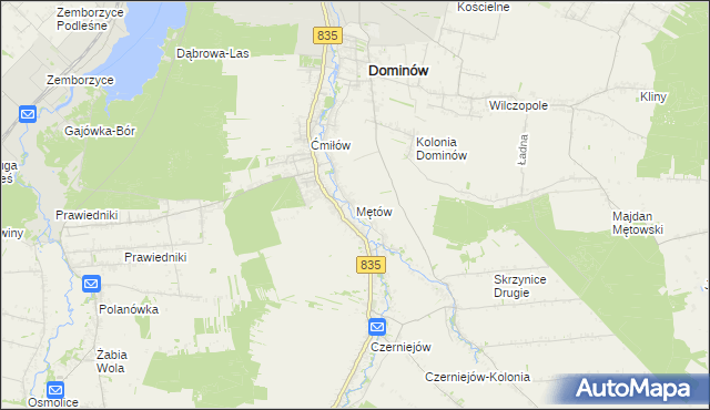 mapa Mętów, Mętów na mapie Targeo