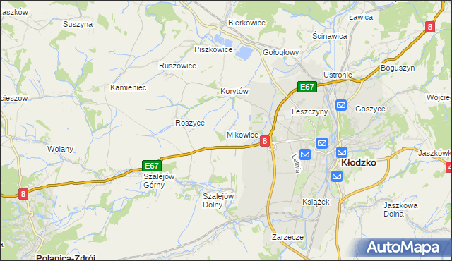 mapa Mikowice gmina Kłodzko, Mikowice gmina Kłodzko na mapie Targeo
