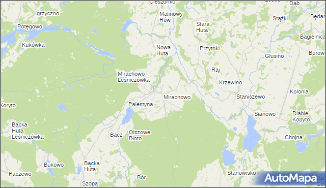 mapa Mirachowo, Mirachowo na mapie Targeo