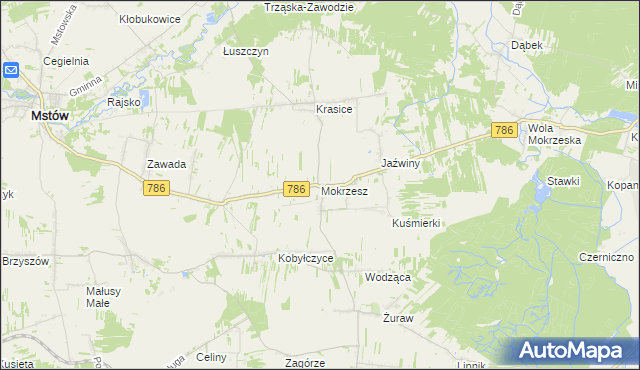 mapa Mokrzesz, Mokrzesz na mapie Targeo