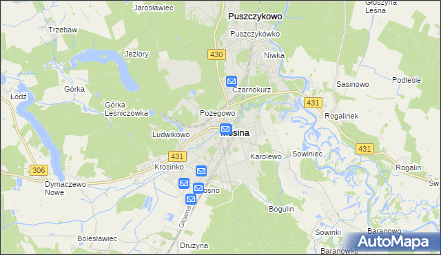 mapa Mosina powiat poznański, Mosina powiat poznański na mapie Targeo