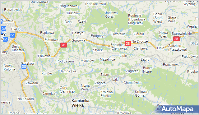 mapa Mszalnica, Mszalnica na mapie Targeo