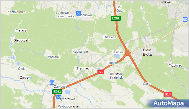 mapa Murowaniec gmina Białe Błota, Murowaniec gmina Białe Błota na mapie Targeo