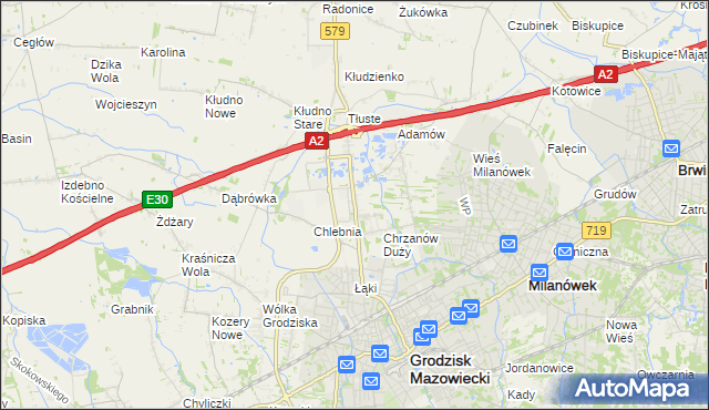 mapa Natolin gmina Grodzisk Mazowiecki, Natolin gmina Grodzisk Mazowiecki na mapie Targeo