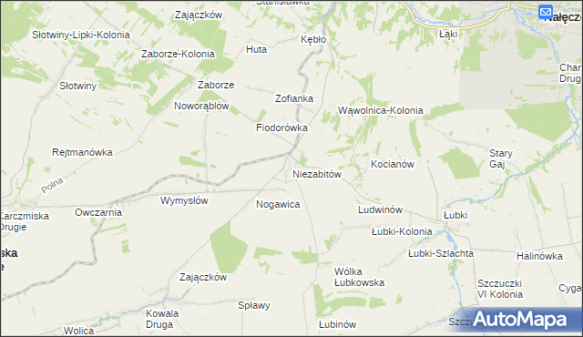 mapa Niezabitów, Niezabitów na mapie Targeo