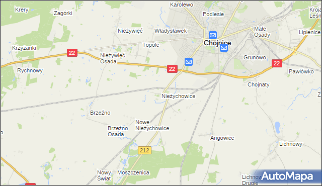 mapa Nieżychowice, Nieżychowice na mapie Targeo