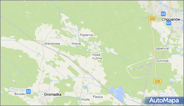 mapa Nowa Kuźnia gmina Gromadka, Nowa Kuźnia gmina Gromadka na mapie Targeo