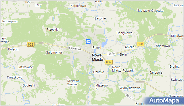 mapa Nowe Miasto powiat płoński, Nowe Miasto powiat płoński na mapie Targeo