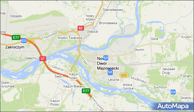 mapa Nowy Dwór Mazowiecki, Nowy Dwór Mazowiecki na mapie Targeo