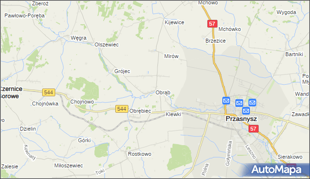 mapa Obrąb gmina Przasnysz, Obrąb gmina Przasnysz na mapie Targeo