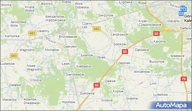 mapa Obręb gmina Góra Kalwaria, Obręb gmina Góra Kalwaria na mapie Targeo