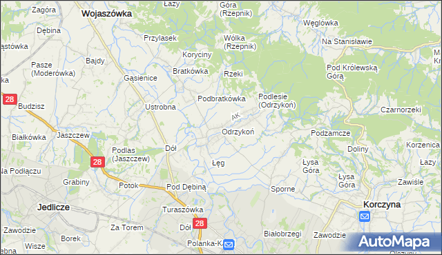 mapa Odrzykoń, Odrzykoń na mapie Targeo