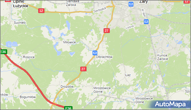 mapa Olbrachtów, Olbrachtów na mapie Targeo