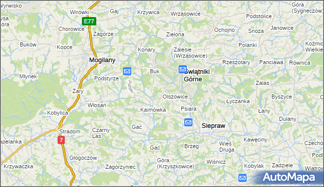 mapa Olszowice, Olszowice na mapie Targeo